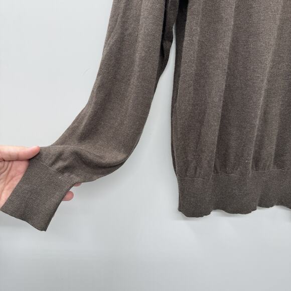 Neiman Marcus Silk & Cashmere Mock Neck Sweater Womens XL Brown Quiet Luxury - Picture 3 of 9